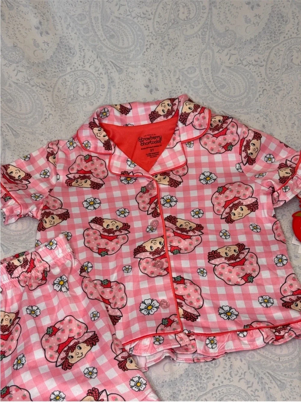 Strawberry Shortcake Pink Check Pajama Shorts Set